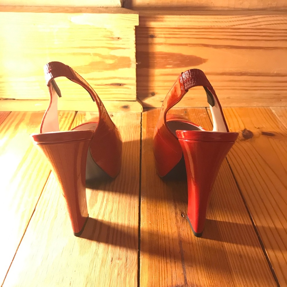 JSL Studio Red Leather Sling Back Heels, NWT, 8.5 - Picture 6 of 15